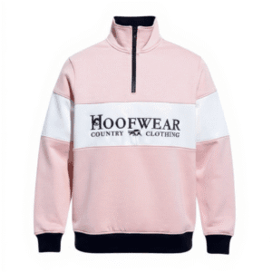 Unisex Quarter Zip Sweatshirt – Pink and White