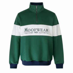 Unisex Kids’ Quarter Zip Sweatshirt – Green and White