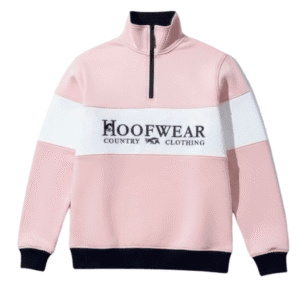 Unisex Kids’ Quarter Zip Sweatshirt – Pink and White