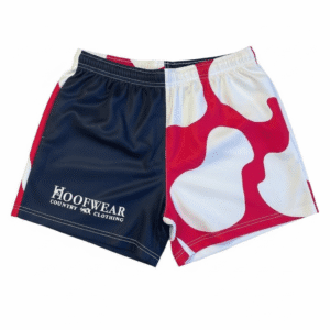 Kids' Rugby Shorts - Pink and Navy with Cow Print