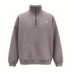 Unisex pocketed quarter zip sweatshirt - Taupe