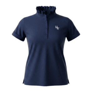 Girls Ruffle Neck Polo - Navy
