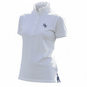 Girls Ruffle Neck Polo - White