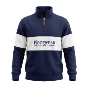 Unisex Kids’ Quarter Zip Sweatshirt – Navy and White